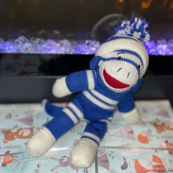 Dan Dee Collector’s choice Knit Sock Monkey Blue White Plush 11" Toy stuff - Picture 2 of 8